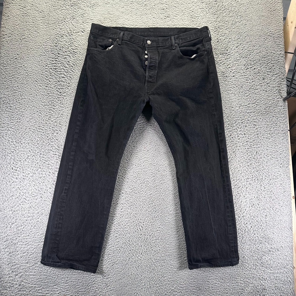 Levi's 501 Jeans‎ Men's 42x30 Black Cotton Denim Straight Leg Button Fly Stretch